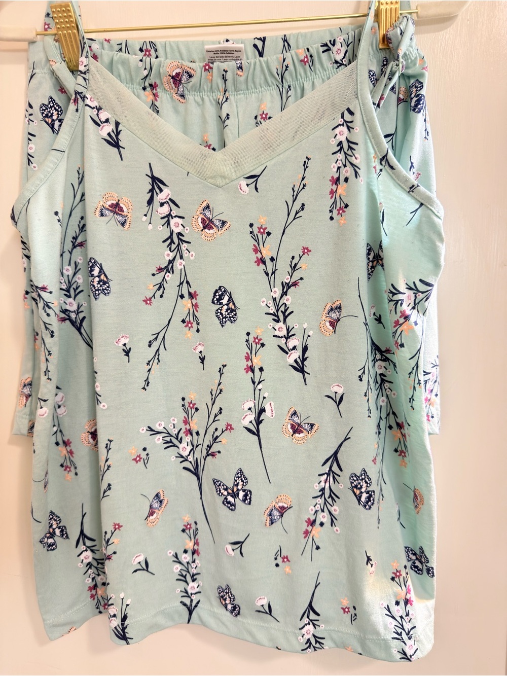 Serra Mint Green Floral & Butterfly V-Neck Camisole